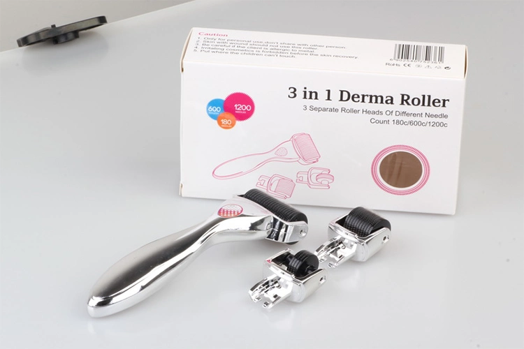 OEM/ODM marca personalizada 3 em 1 Drs Derma Roller para Titânio de aço inoxidável antienvelhecimento 4